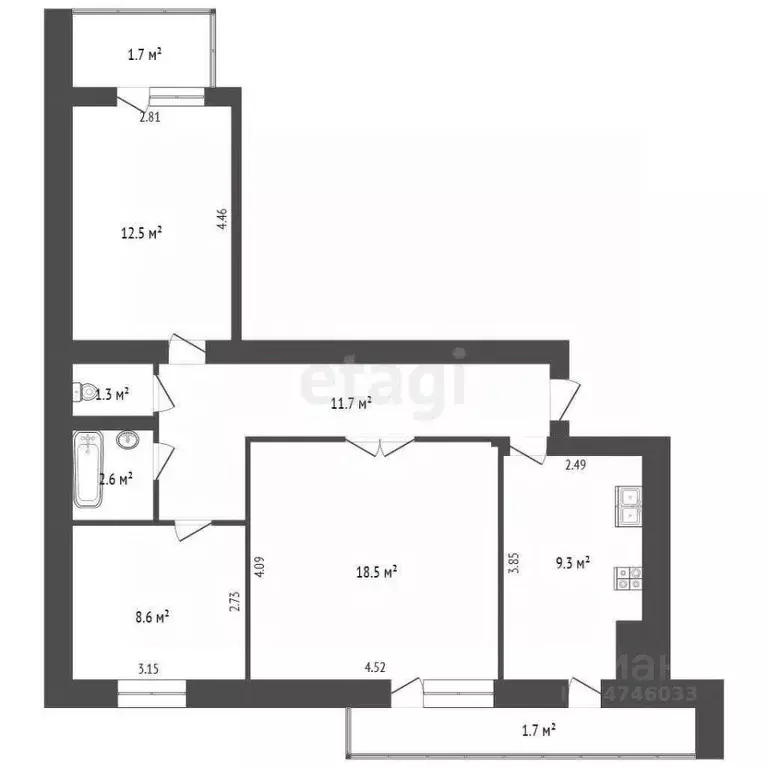 3-к кв. Крым, Евпатория ул. Интернациональная, 158 (64.5 м) - Фото 1
