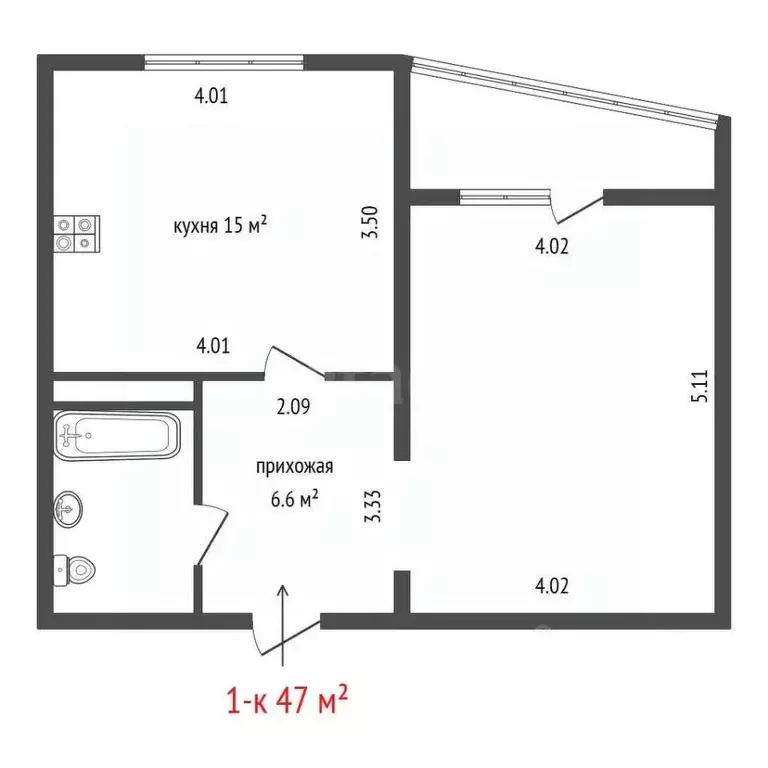 1-к кв. Свердловская область, Екатеринбург ул. Комсомольская, 78 (47.0 ... - Фото 2