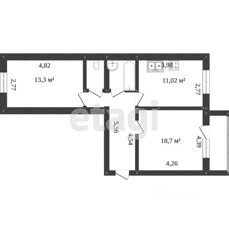 2-к кв. Челябинская область, Миасс ул. Инструментальщиков, 5 (56.4 м) - Фото 2