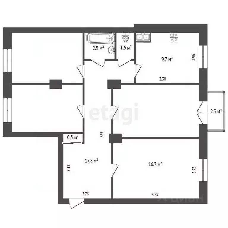 Комната Хабаровский край, Комсомольск-на-Амуре Советская ул., 1 (80.0 ... - Фото 1