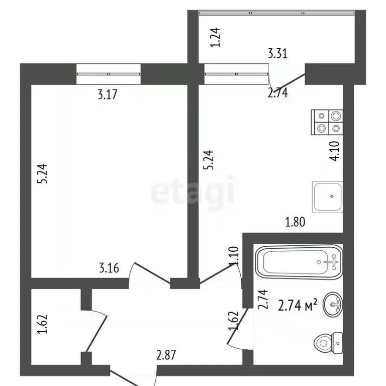 2-к кв. Ростовская область, Ростов-на-Дону ул. Вересаева, 103 (40.8 м) - Фото 1