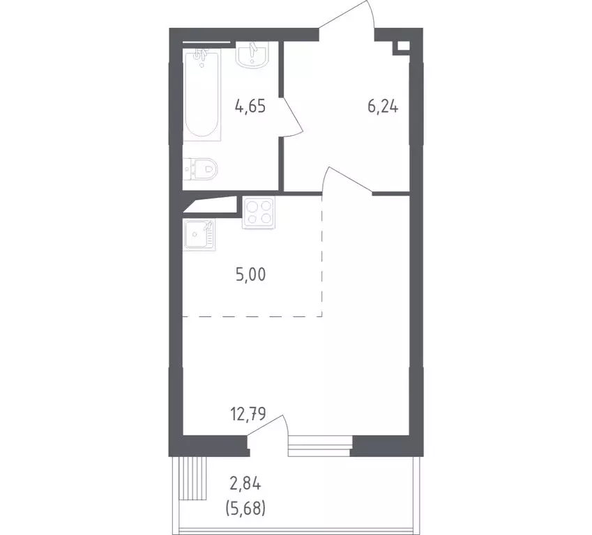 Квартира-студия: посёлок городского типа Жилино-1, 2-й квартал, 1к1 ... - Фото 1