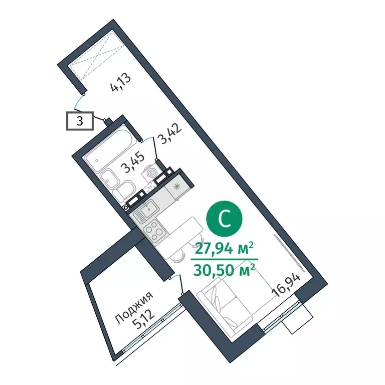 Студия Тюменская область, Тюменский муниципальный округ, д. Дударева ... - Фото 1