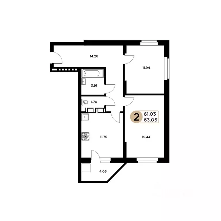 2-к кв. Самарская область, Самара Московское шоссе, 18-й км, 53 (63.0 ... - Фото 1