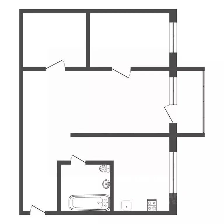 3-к кв. Тульская область, Новомосковск ул. Маяковского, 8 (44.5 м) - Фото 1
