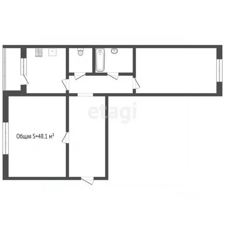 2-к кв. Кемеровская область, Кемерово Стадионная ул., 4А (48.1 м) - Фото 1