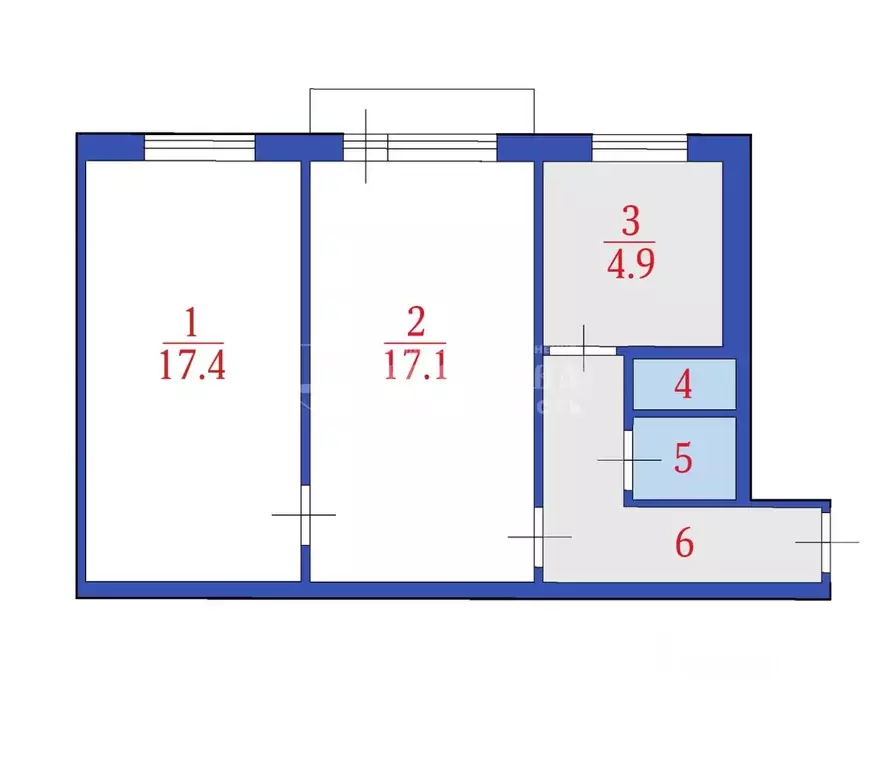 2-к кв. Кемеровская область, Кемерово Стахановская ул., 23 (41.9 м) - Фото 1