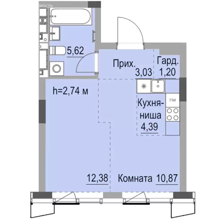 Квартира-студия: Ижевск, улица Лихвинцева, 17 (38.5 м) - Фото 0