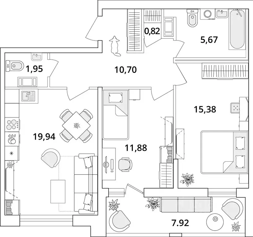 2-к кв. Санкт-Петербург Кубинская ул., 82к3с1 (70.6 м) - Фото 0