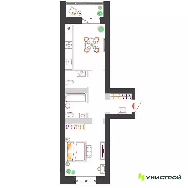 1-комнатная квартира: Тольятти, микрорайон Калина (42.44 м) - Фото 1