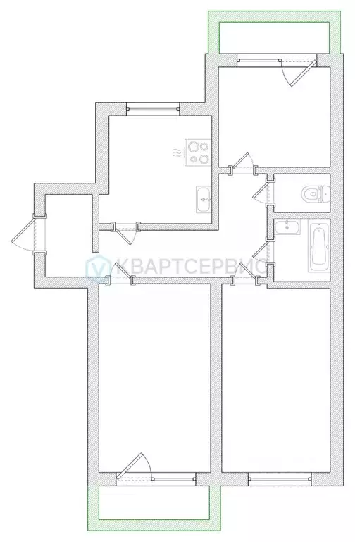 3-к кв. Омская область, Омск ул. Завертяева, 9к22 (79.5 м) - Фото 2