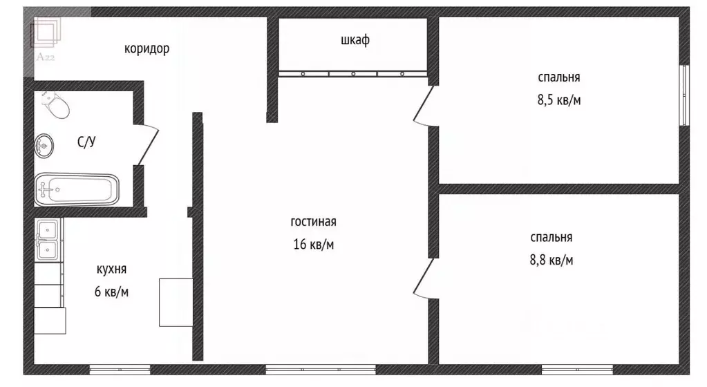 3-к кв. Алтайский край, Барнаул ул. Антона Петрова, 186 (50.0 м) - Фото 2