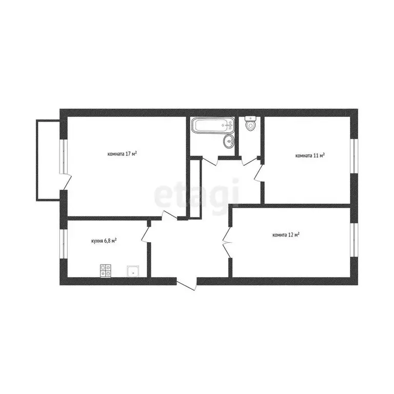 3-комнатная квартира: Нефтекамск, улица Строителей, 71Б (64 м) - Фото 1