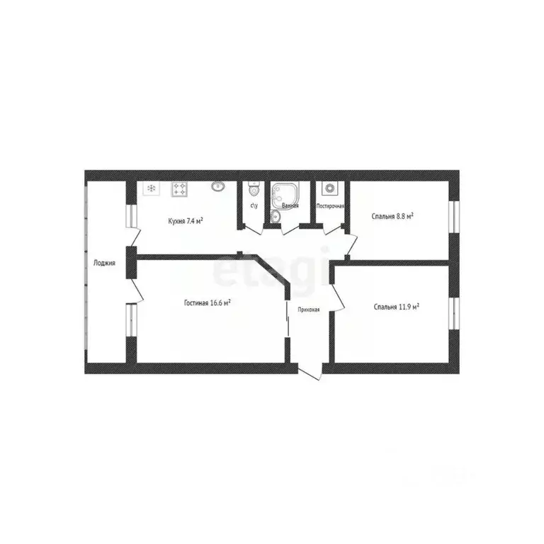 3-к кв. Башкортостан, Ишимбай ул. Докучаева, 2 (57.9 м) - Фото 2