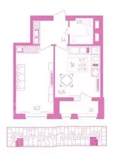 1-к кв. мордовия, саранск ул. косарева, 15а (41.0 м) - Фото 0