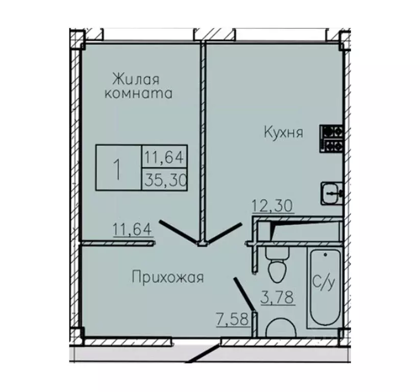 1-к кв. Ставропольский край, Пятигорск  (35.3 м) - Фото 1