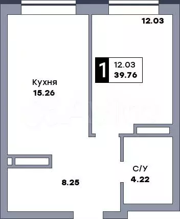 1-к. квартира, 39,8 м, 13/17 эт. - Фото 0