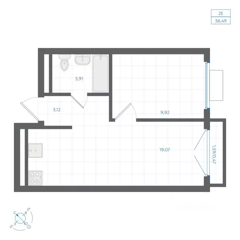 1-к кв. Свердловская область, Екатеринбург Академический мкр, 45-й ... - Фото 0
