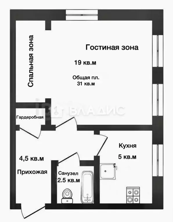 1-к кв. Нижегородская область, Нижний Новгород ул. Шорина, 16А (31.0 ... - Фото 1