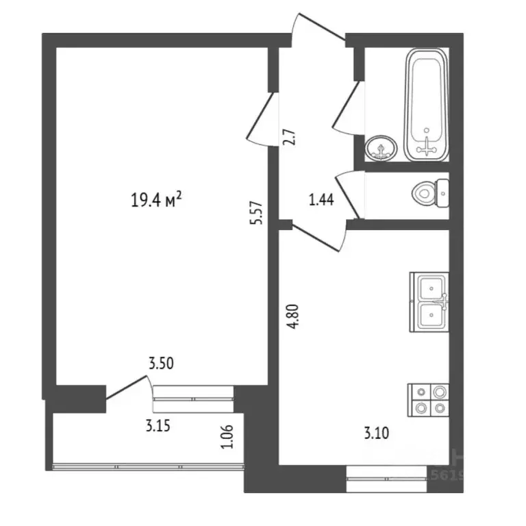 1-к кв. Тюменская область, Тюмень ул. Московский Тракт, 161 (41.1 м) - Фото 2