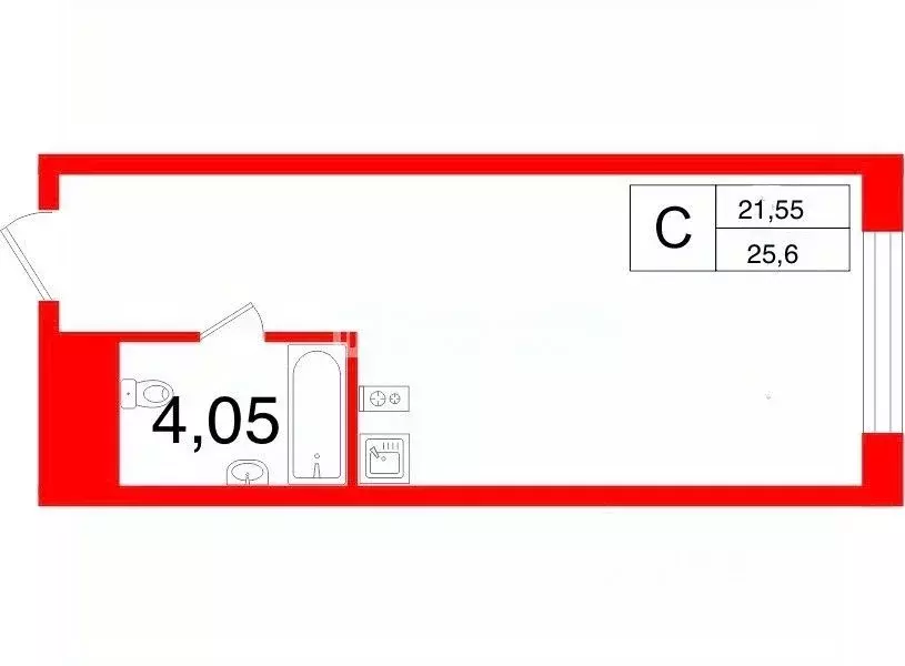 Студия Санкт-Петербург просп. Энергетиков, 8к2 (25.6 м) - Фото 2