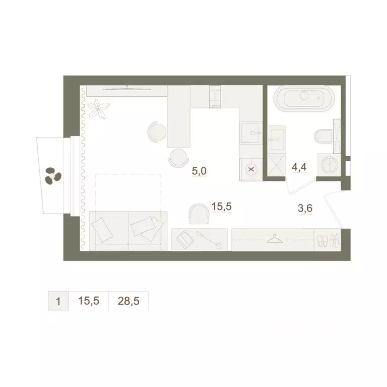 1-к кв. Башкортостан, Уфа Родина Парк жилой комплекс (28.5 м) - Фото 0