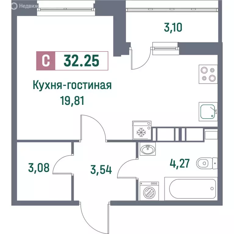 Квартира-студия: Мурино, Ручьёвский проспект, 1/24 (32.25 м) - Фото 0