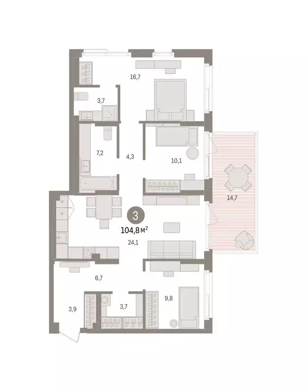 3-комнатная квартира: Пермь, улица Солдатова (104.82 м) - Фото 2