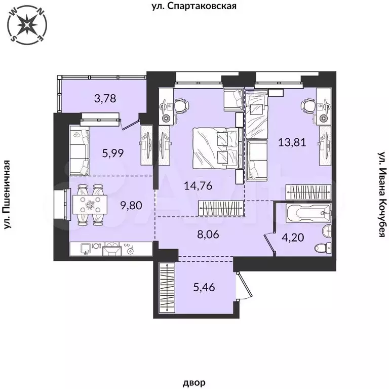 3-к. квартира, 65,9 м, 5/12 эт. - Фото 0