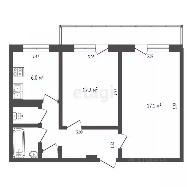 2-к кв. Московская область, Воскресенск городской округ, Хорлово пгт ... - Фото 2