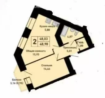 2-комнатная квартира: Барнаул, улица Энтузиастов, 59 (48.1 м) - Фото 1