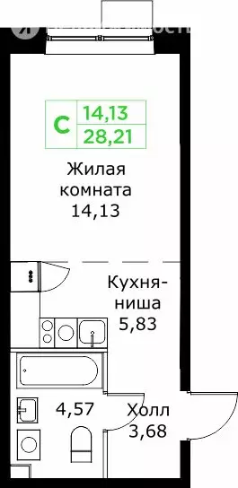 Квартира-студия: Мытищи, микрорайон имени Г.Т. Шитикова, жилой ... - Фото 0
