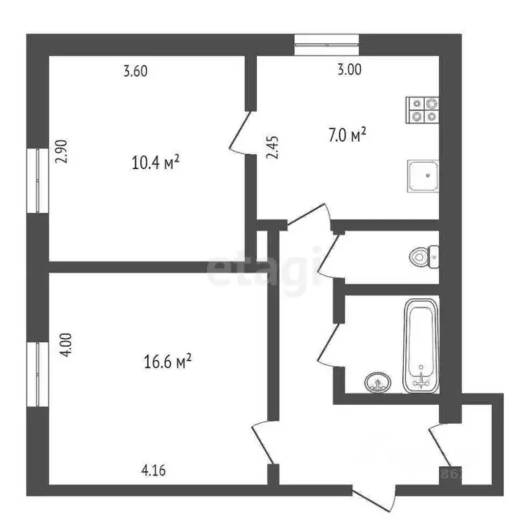 2-к кв. Калужская область, Калуга ул. Пухова, 57 (44.8 м) - Фото 2