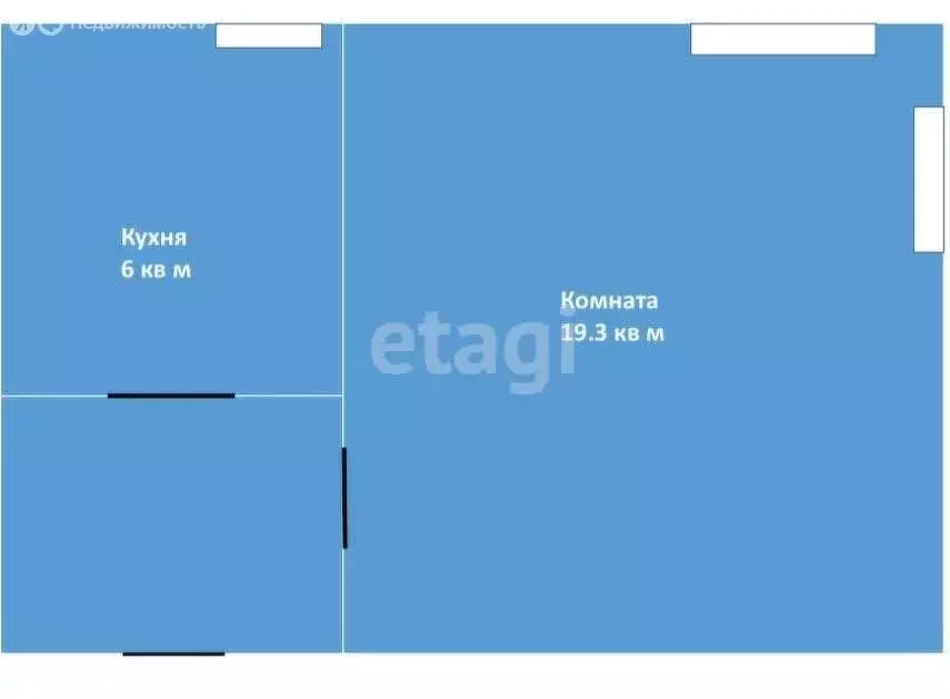 1к в -комнатной квартире (19.3 м) - Фото 0