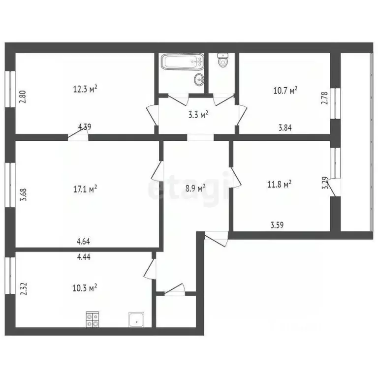 4-к кв. вологодская область, вологда воркутинская ул, 2 (79.7 м) - Фото 1