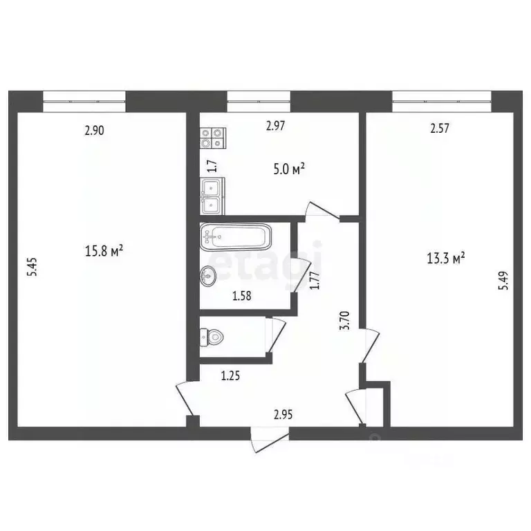 2-к кв. Свердловская область, Талицкий городской округ, пос. Троицкий ... - Фото 2