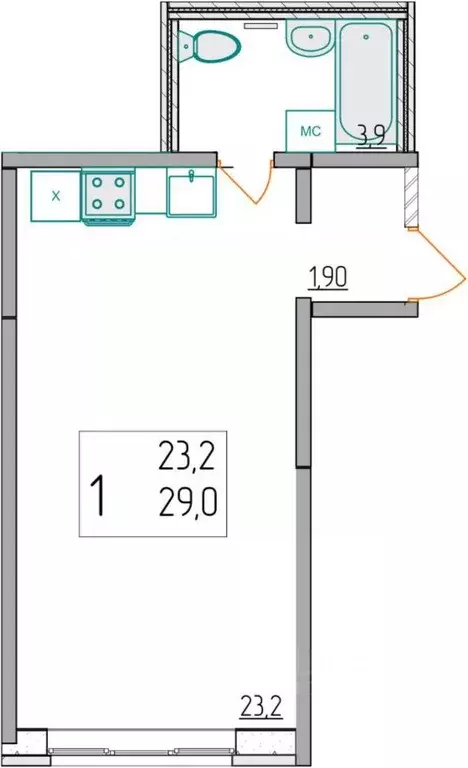 Студия Ярославская область, Ярославль 2-й мкр,  (29.0 м) - Фото 0