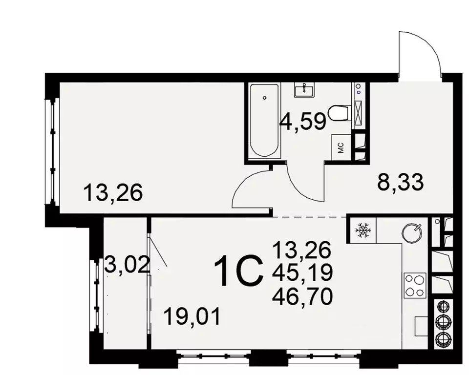 1-к кв. Рязанская область, Рязань проезд Окский, 9 (45.19 м) - Фото 1