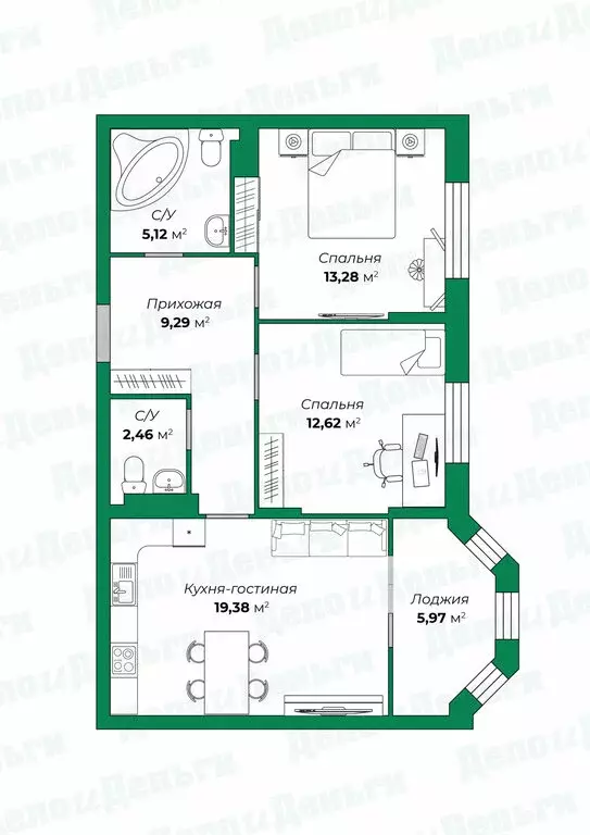 2-комнатная квартира: Киров, улица Свободы, 28 (65.14 м) - Фото 1