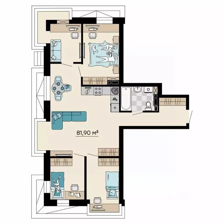 4-к кв. Приморский край, Владивосток ул. Мусоргского, 72/2 (81.9 м) - Фото 1