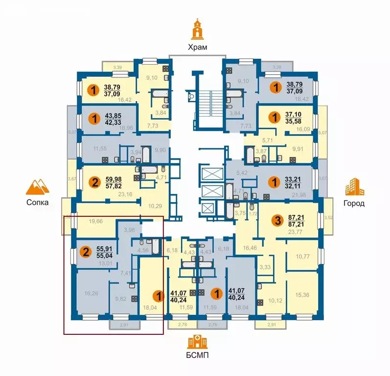 2-комнатная квартира: Красноярск, улица Вильского, 18Ж (58 м) - Фото 1