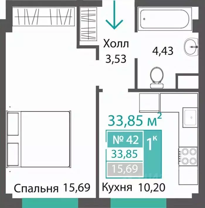 1-к кв. Крым, Симферопольский район, с. Мирное ПроПолис жилой комплекс ... - Фото 1