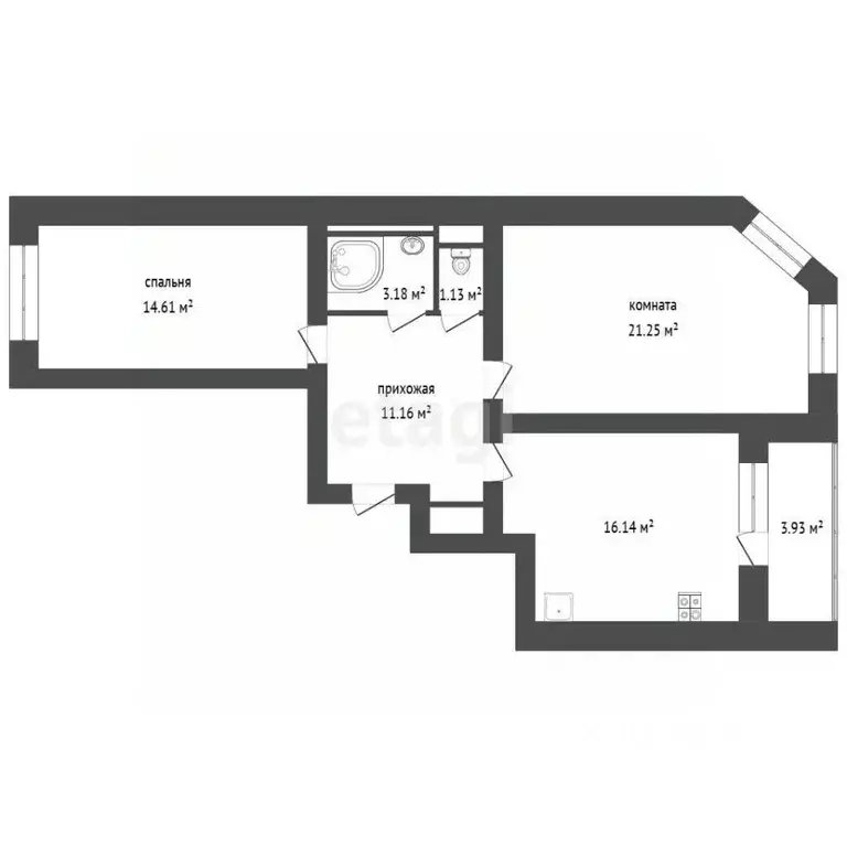 2-к кв. Тамбовская область, Тамбов ул. Августа Бебеля, 6к3 (67.3 м) - Фото 1