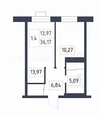 1-комнатная квартира: Казань, Детский проезд, 6 (36.2 м) - Фото 0