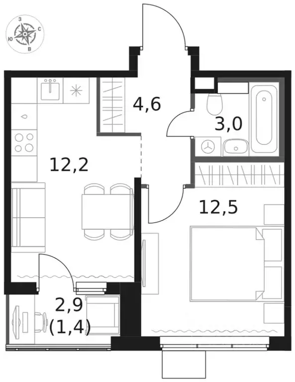 1-к кв. Московская область, Химки Клязьма-Старбеево мкр, Международный ... - Фото 2