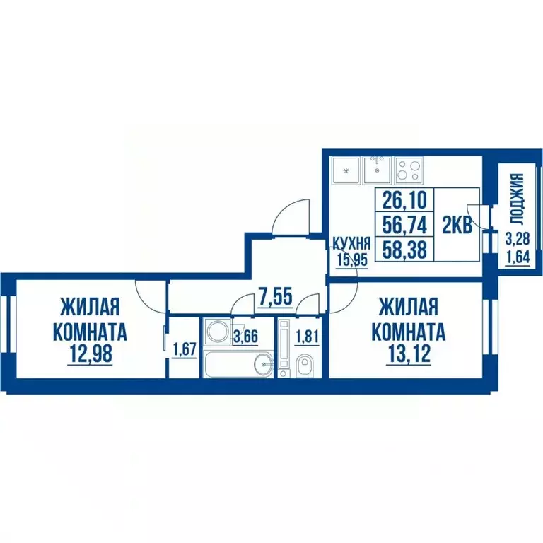 2-к кв. Санкт-Петербург ул. Плесецкая, 6 (58.0 м) - Фото 0