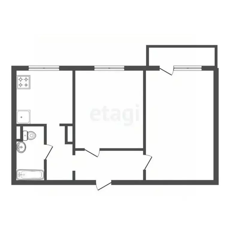 2-к кв. Липецкая область, Липецк ул. Циолковского, 3/5 (46.0 м) - Фото 1