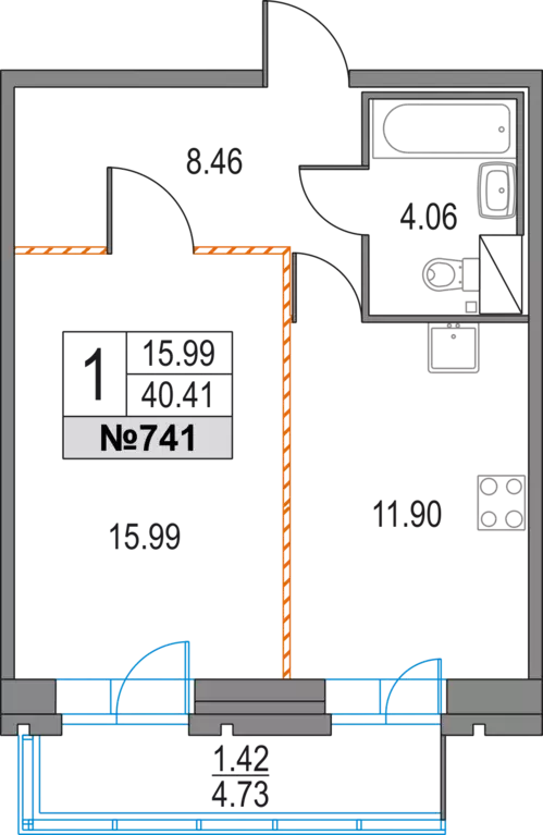 Продаётся 1-к квартира, 40.41 м - Фото 0