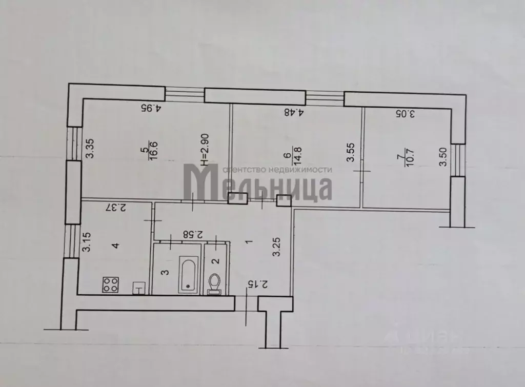 3-к кв. Волгоградская область, Волгоград ул. Дзержинского, 28 (63.9 м) - Фото 2