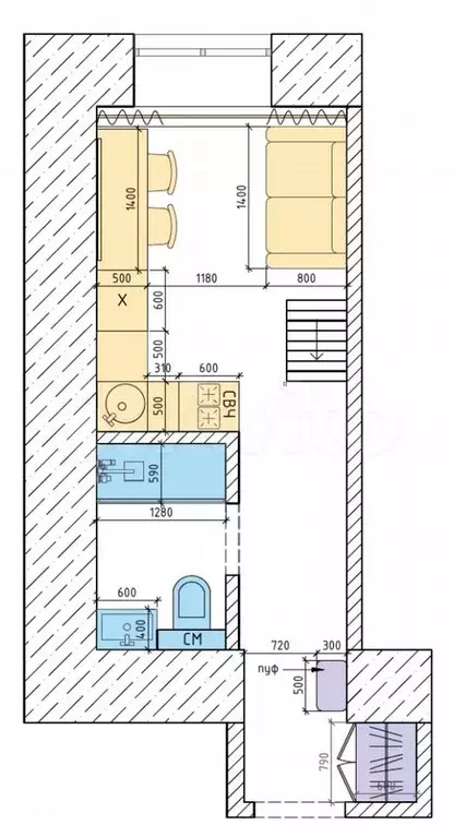 Квартира-студия, 17,6 м, 2/3 эт. - Фото 0